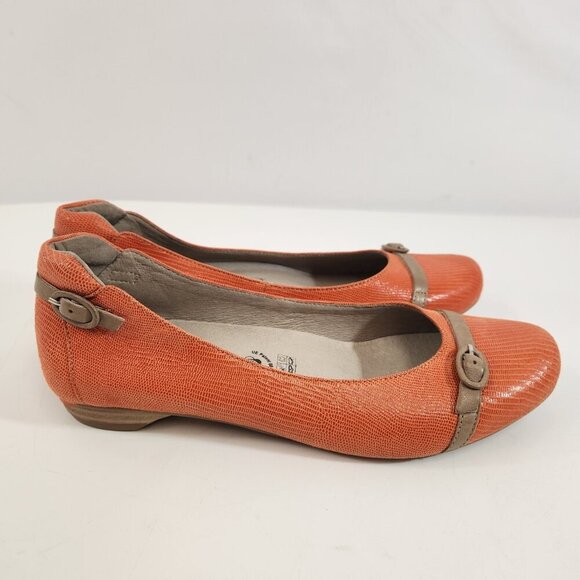 Softwaves Ballet Flats Orange w Buckle Detail Womens size 40 New Unworn Portugal - Picture 5 of 9
